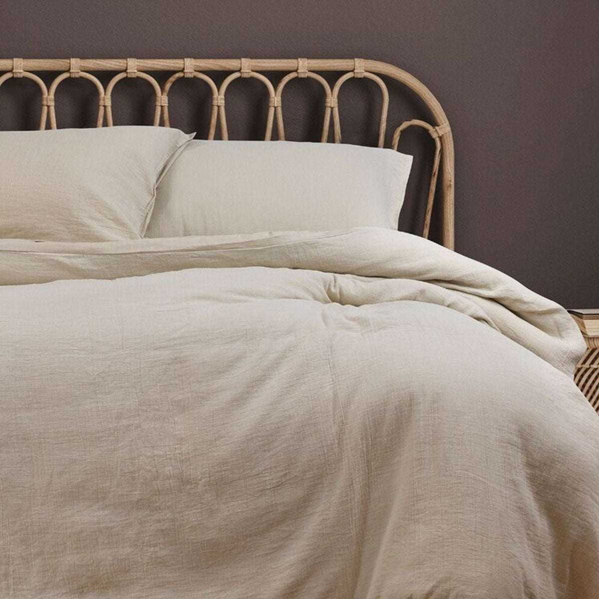 Earth Oatmeal Cotton Gauze Quilt Cover Set Queen