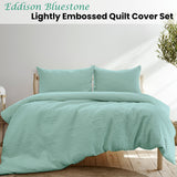 Eddison Bluestone Light Quilted Embossed Quilt Cover Set King