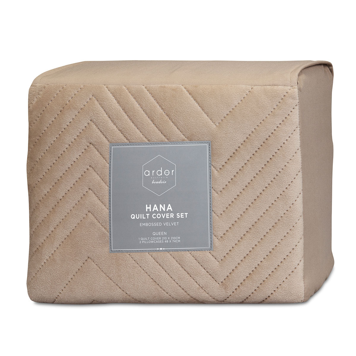 Hana Champagne Embossed Velvet Quilt Cover Set King