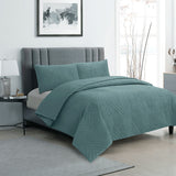 Hana Stormy Sea Embossed Velvet Quilt Cover Set Queen
