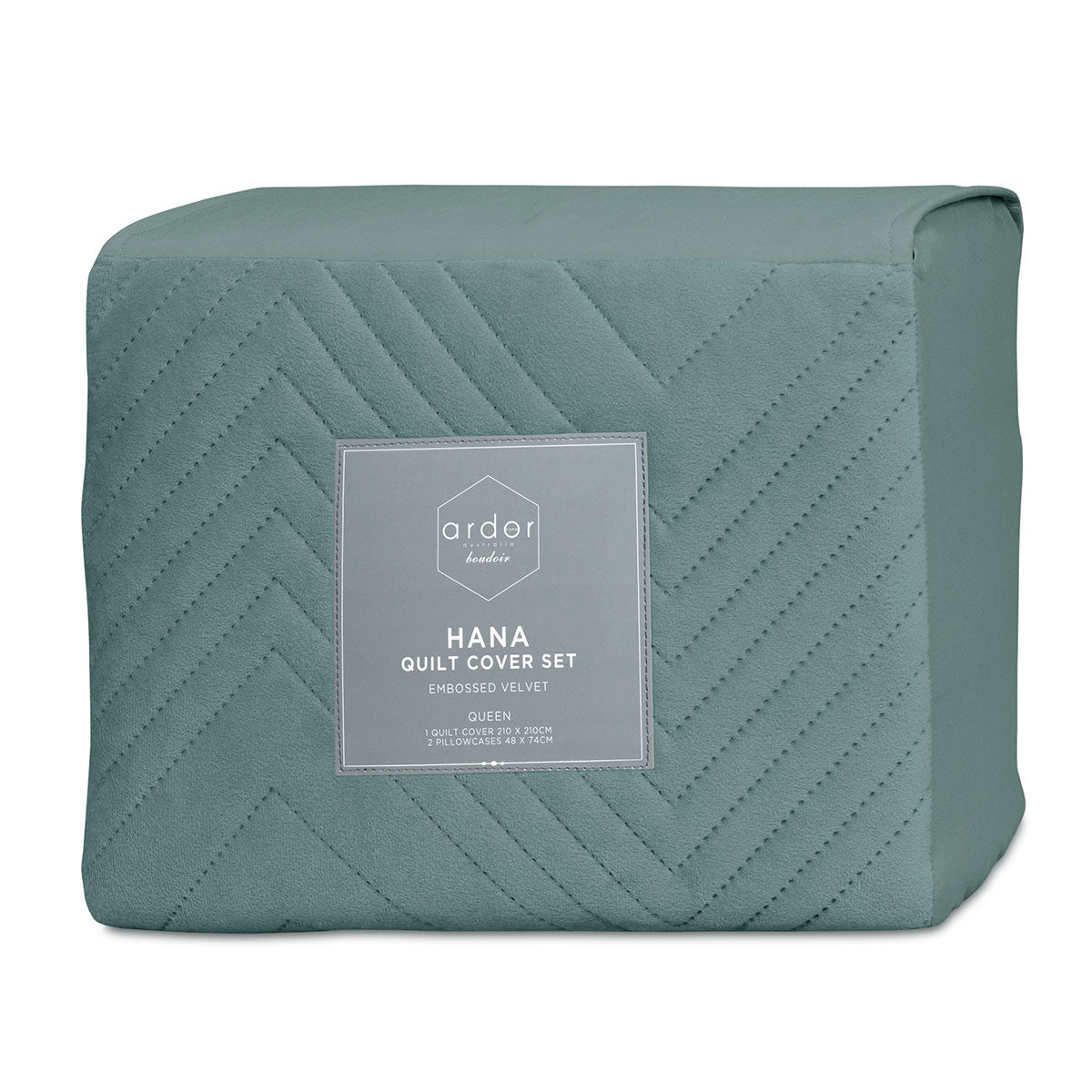 Hana Stormy Sea Embossed Velvet Quilt Cover Set Queen