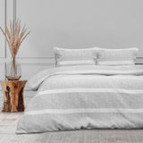 Liam Chenille Textured Grey Quilt Cover Set Double