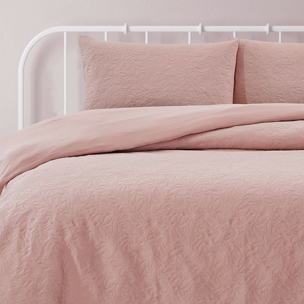 Lottie Blush Pinsonic Embossed Quilt Cover Set Queen