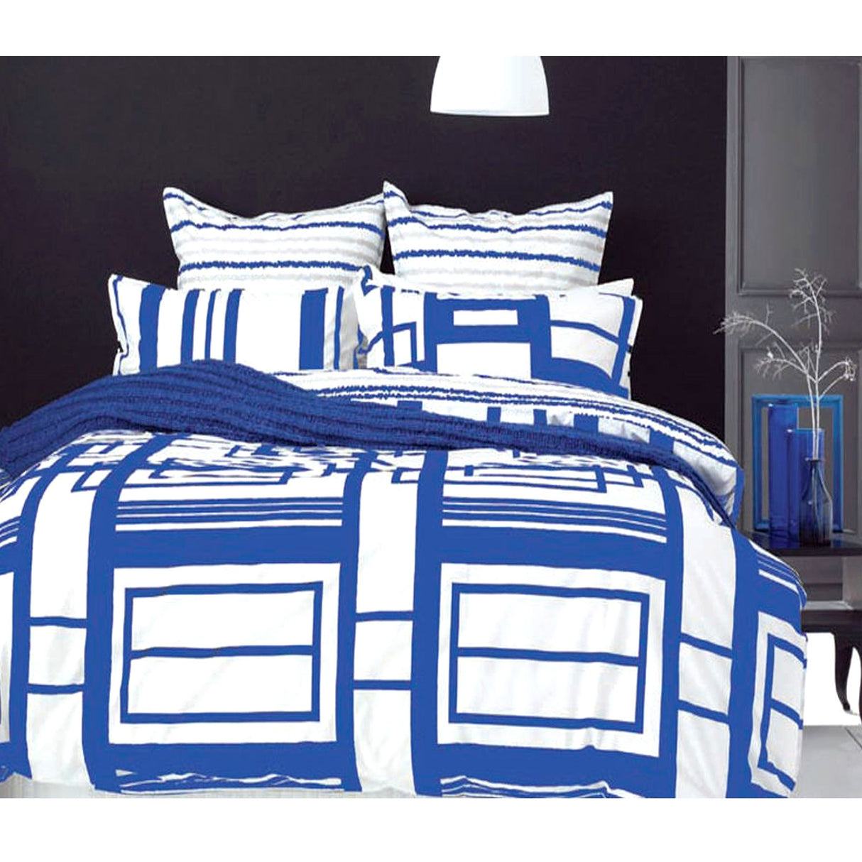 250TC Cotton Rich Metropol Cobalt Quilt Cover Set Queen