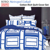 250TC Cotton Rich Metropol Cobalt Quilt Cover Set Queen
