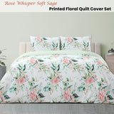 Rose Whisper Soft Sage Printed Floral Quilt Cover Set King