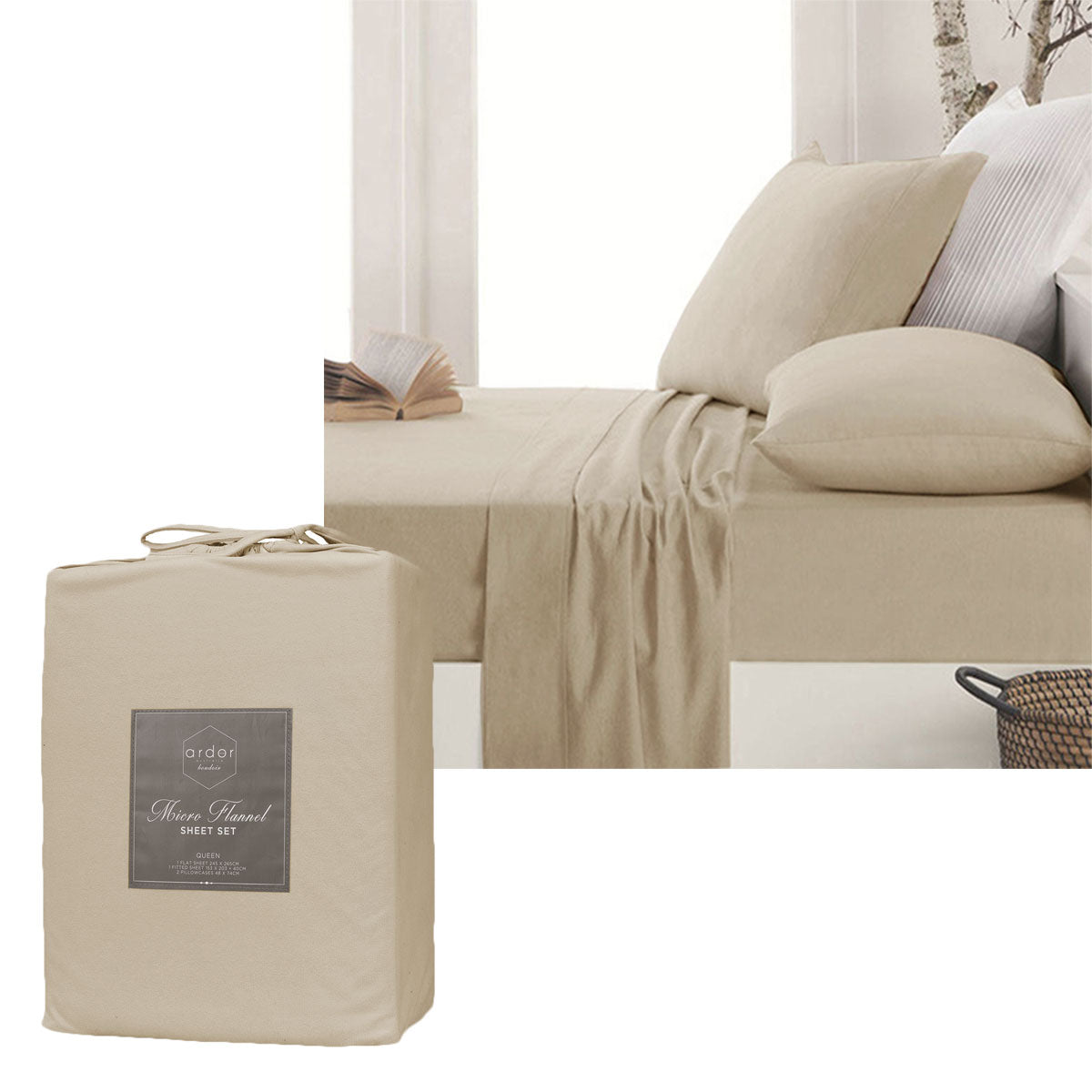Micro Flannel Sheet Set Latte Mega King