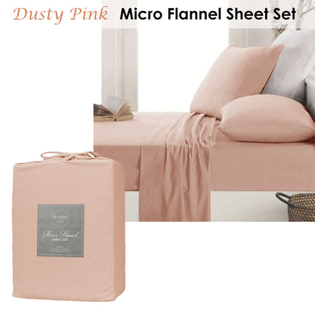 Micro Flannel Sheet Set Dusty Pink Mega Queen