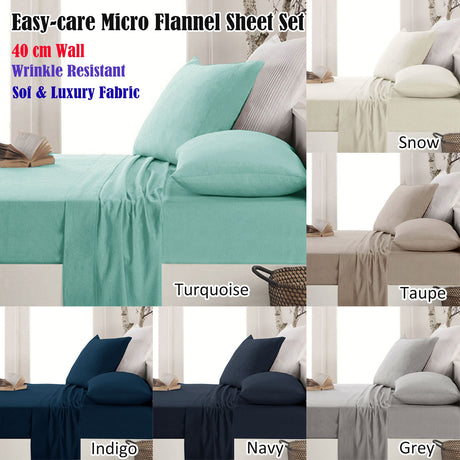 Easy-care Micro Flannelette Sheet Set Snow King Single