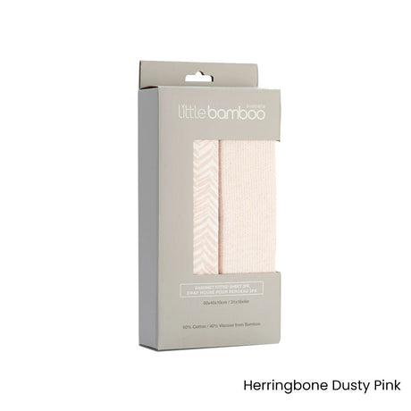 Set of 2  Jersey Fitted Sheet Bassinet Size Herringbone Dusty Pink