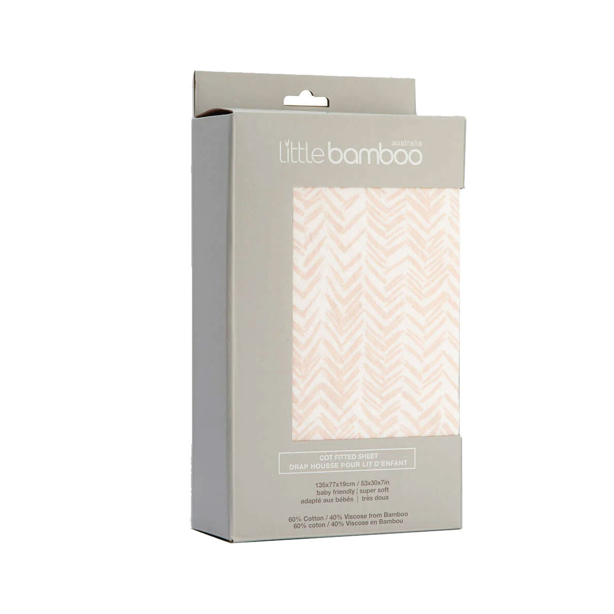 Jersey Fitted Sheet Cot Size Herringbone Dusty Pink