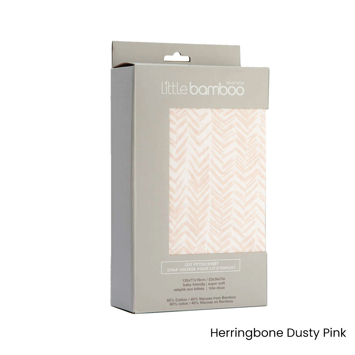 Jersey Fitted Sheet Cot Size Herringbone Dusty Pink