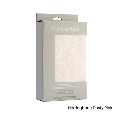 Jersey Fitted Sheet Cot Size Herringbone Dusty Pink