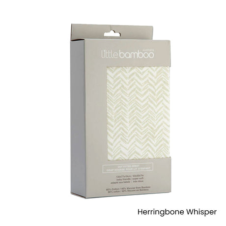 Jersey Fitted Sheet Cot Size Herringbone Whisper