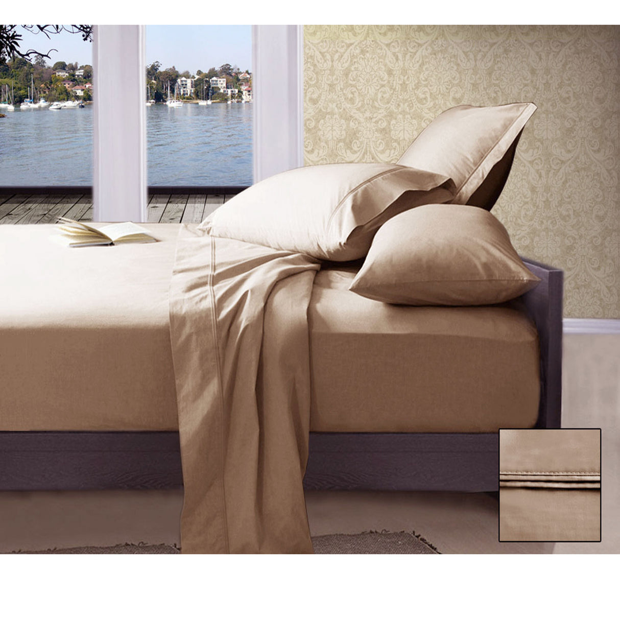 1000TC American Pima Cotton Plain Design Sheet Set Linen King