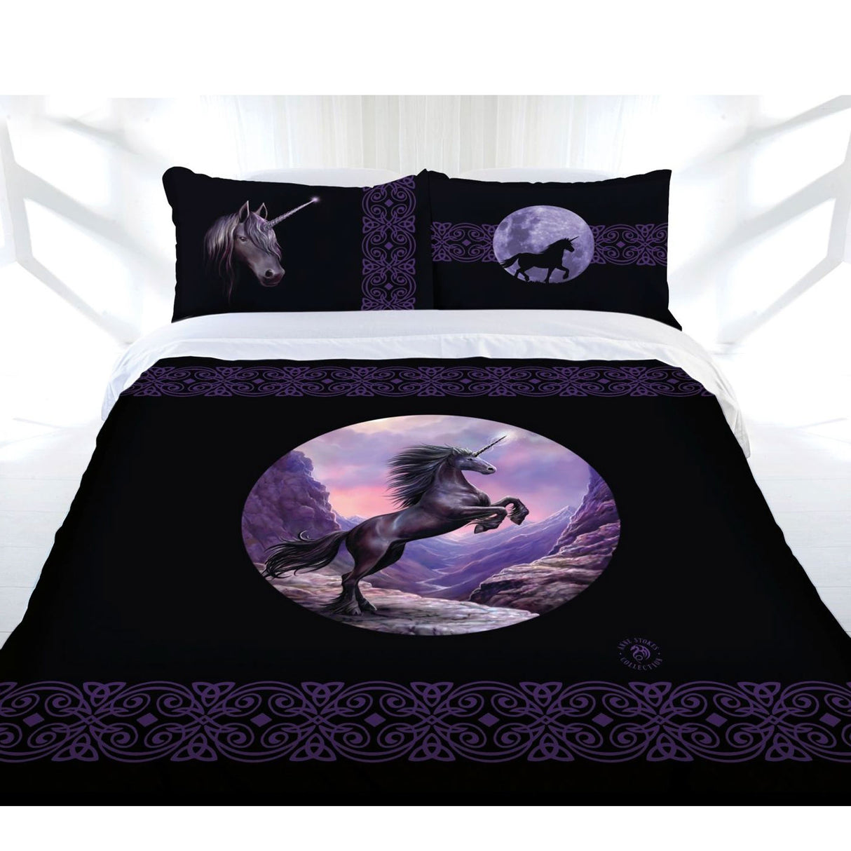 Black Unicorn Quilt Cover Set Double