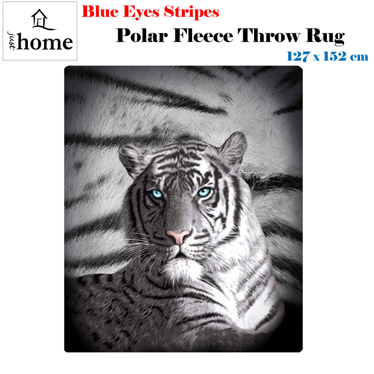 Blue Eyes Stripes Tiger Polar Fleece Throw Rug
