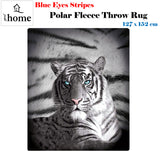 Blue Eyes Stripes Tiger Polar Fleece Throw Rug