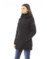 Black Down Jacket with Adjustable Hood and Baldinini Monograms XL Women