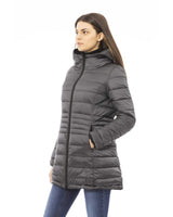 Black Down Jacket with Adjustable Hood and Baldinini Monograms XL Women