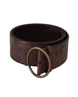 Authentic Dolce &amp; Gabbana Leather Belt with Engraved Logo Buckle 90 cm Women