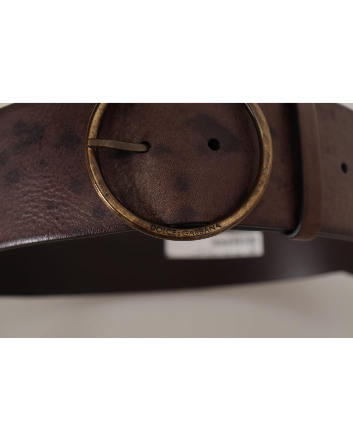 Authentic Dolce &amp; Gabbana Leather Belt with Engraved Logo Buckle 90 cm Women