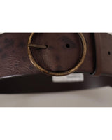 Authentic Dolce &amp; Gabbana Leather Belt with Engraved Logo Buckle 90 cm Women