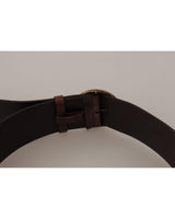 Authentic Dolce &amp; Gabbana Leather Belt with Engraved Logo Buckle 90 cm Women