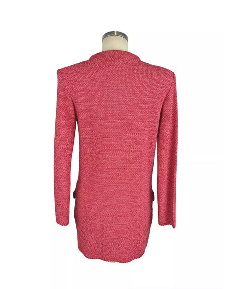 Soft Long Jacket with Deep V Neckline and Metallic Button Details 42 IT Women