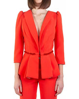 Crepe Jacket with Decorative Waist Chain 38 IT Women