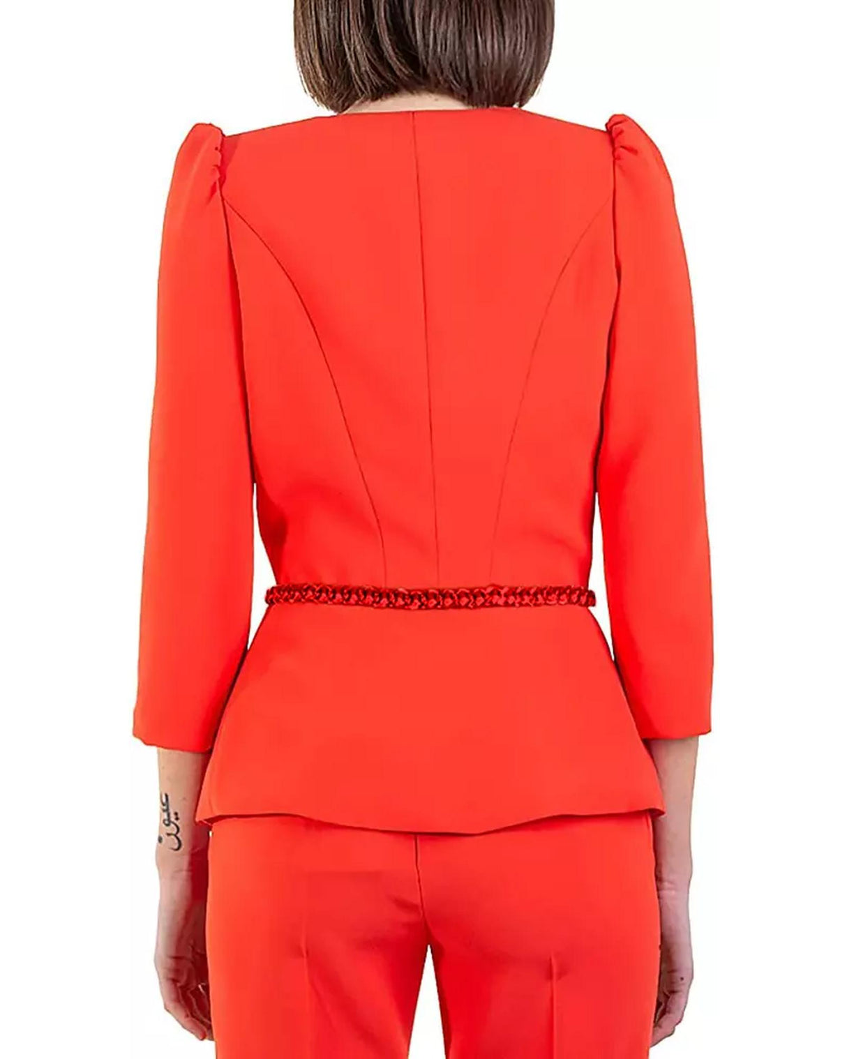 Crepe Jacket with Decorative Waist Chain 38 IT Women