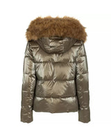 Polyamide Short Down Jacket with Eco-Fur Hood S Women