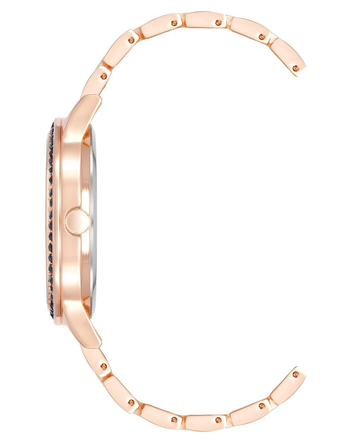 Rose Gold Analog Fashion Watch with Rhinestone Detail One Size Women