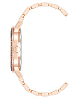 Rose Gold Analog Fashion Watch with Rhinestone Detail One Size Women