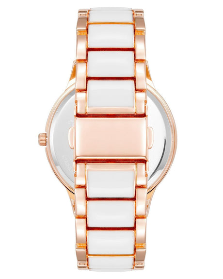 Rose Gold Analog Fashion Watch with Rhine Stone Detail One Size Women