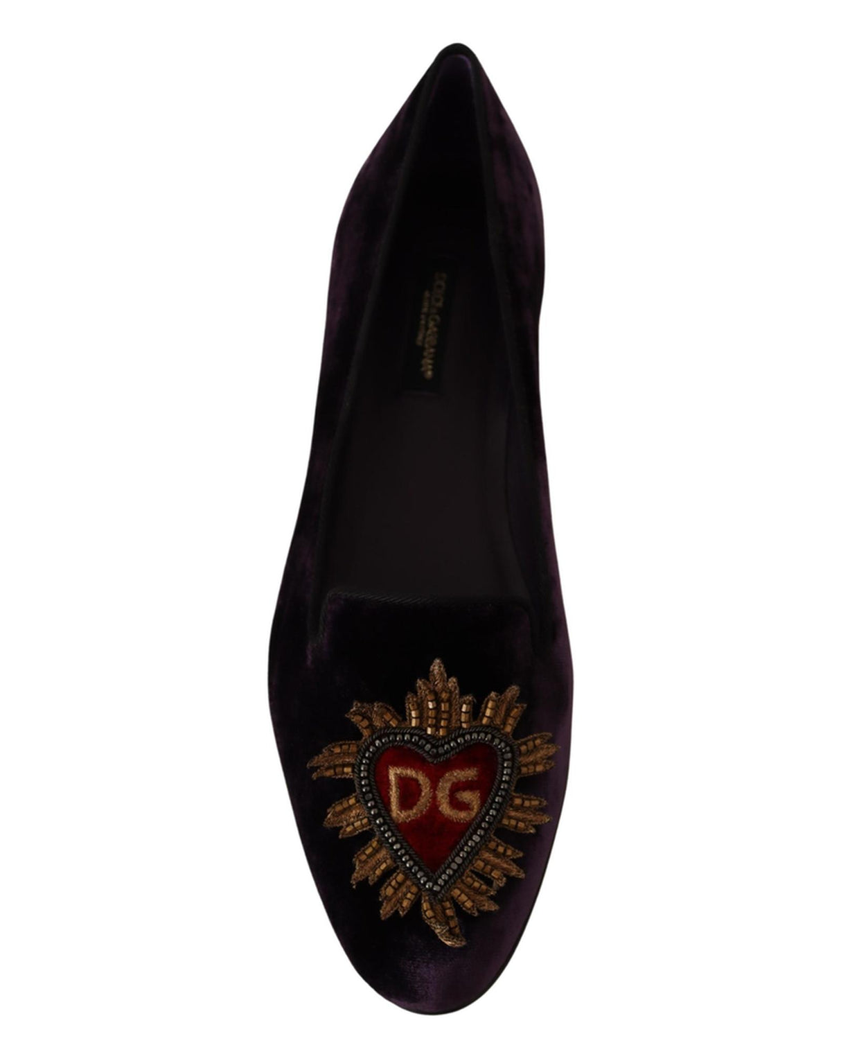 Dolce &amp; Gabbana Jacquard Loafers Flats with DG Heart Appliques 36 EU Women