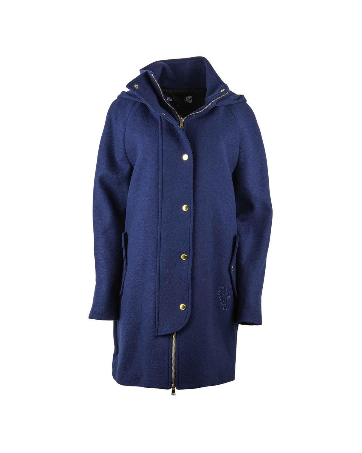 Blue  Coat with Hood and Golden Button Closure 42 IT Women