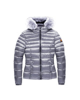 Padded Down Jacket with Fur Hood and Zip Closure 40 IT Women