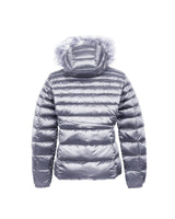 Padded Down Jacket with Fur Hood and Zip Closure 40 IT Women