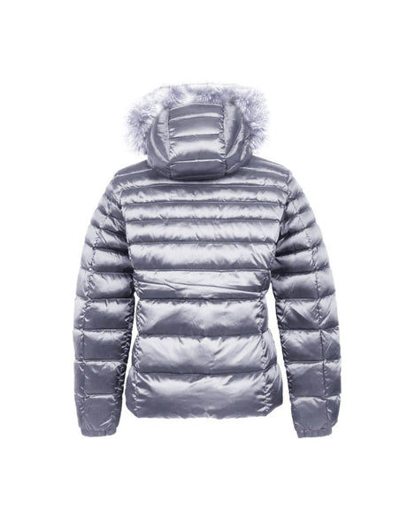 Padded Down Jacket with Fur Hood and Zip Closure 40 IT Women