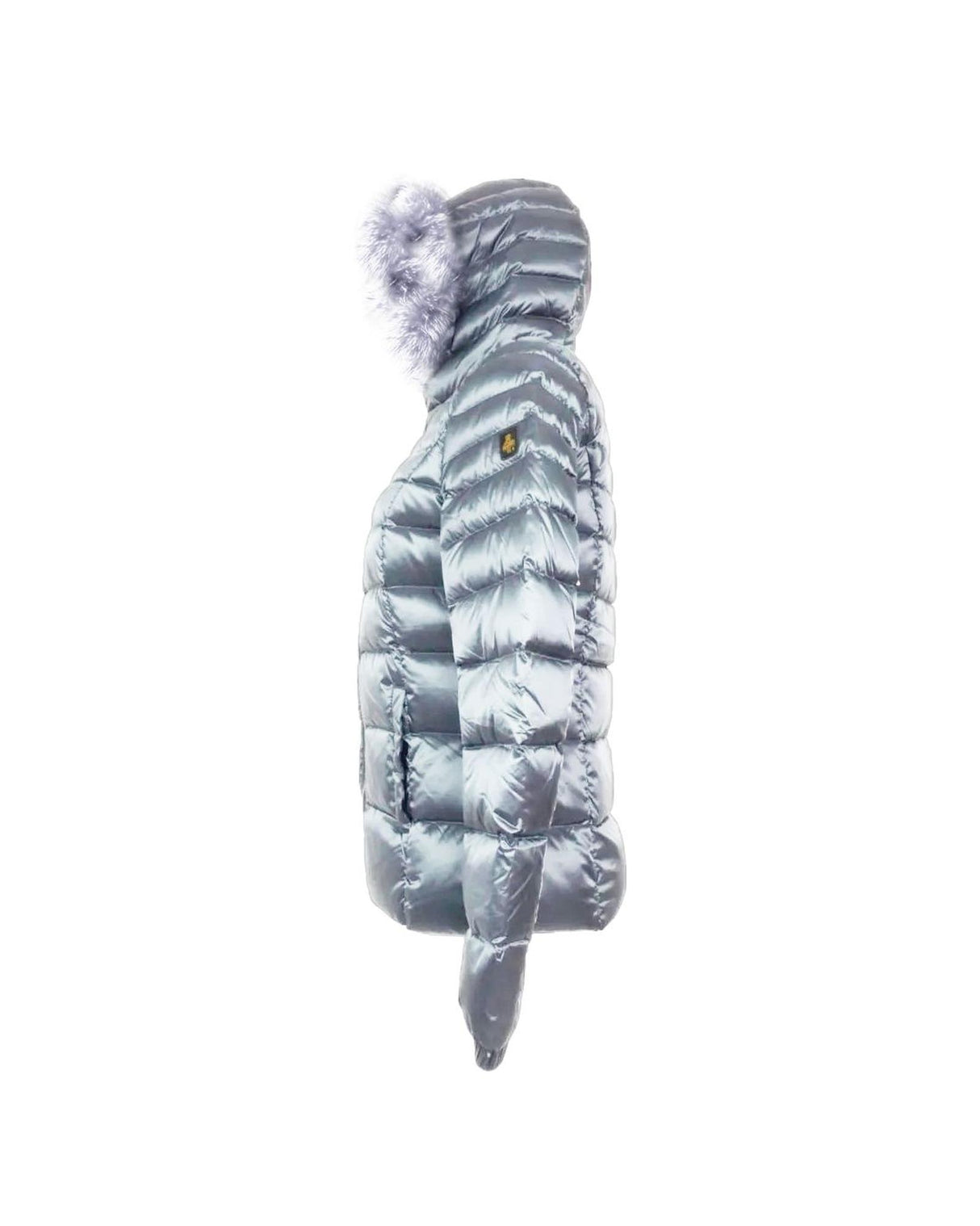 Padded Down Jacket with Fur Hood and Zip Closure 40 IT Women