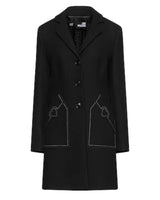 Wool Coat with Heart Embroidery 46 IT Women