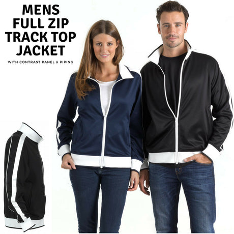 Mens Varsity Track Top Jacket Tracksuit Warm Winter Jumper Long Sleeve