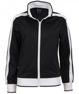 Ladies Track Top Jacket Tracksuit Warm Winter Full Zip Varsity Jumper - Black/White - XL (18-20)
