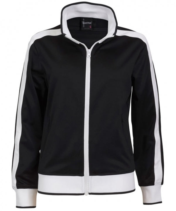 Ladies Track Top Jacket Tracksuit Warm Winter Full Zip Varsity Jumper - Black/White - XL (18-20)