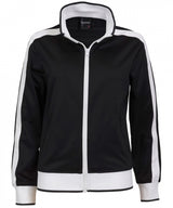 Ladies Track Top Jacket Tracksuit Warm Winter Full Zip Varsity Jumper - Black/White - XL (18-20)