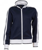 Ladies Track Top Jacket Tracksuit Warm Winter Full Zip Varsity Jumper - Navy/White - XL (18-20)