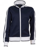 Ladies Track Top Jacket Tracksuit Warm Winter Full Zip Varsity Jumper - Navy/White - XL (18-20)