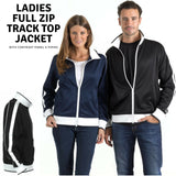Ladies Track Top Jacket Tracksuit Warm Winter Full Zip Varsity Jumper - Navy/White - XL (18-20)