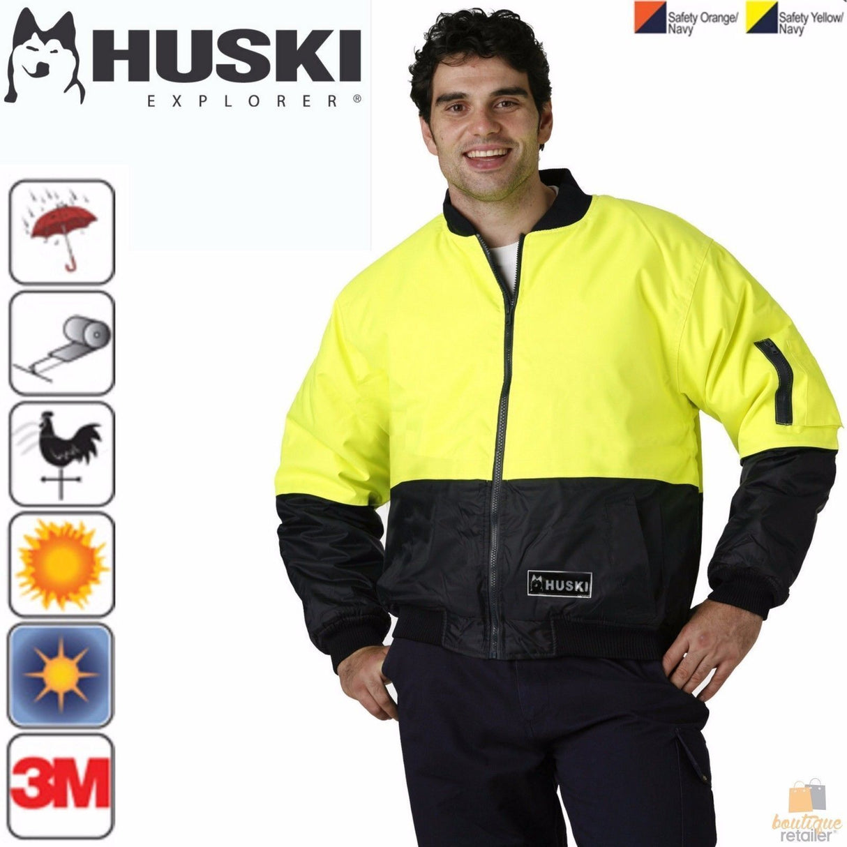 3M Flyer Fully Waterproof Bomber Jacket Hi Vis Work Quilted Lining